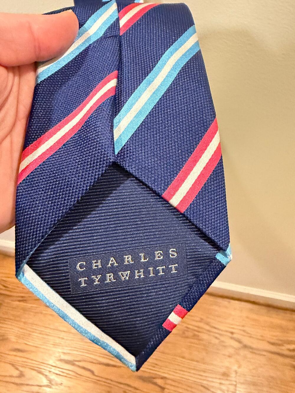 Charles Tyrwhitt Regimental Stripe Silk Tie | Navy, Red & Sky Blue 🇬🇧